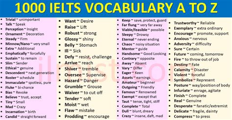 ielts speaking vocabulary list